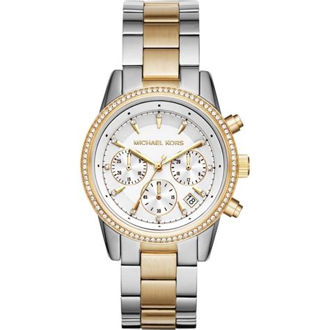 michael kors womens watches with two white stripes|Michael Kors watch model nadja.